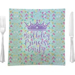 Birthday Princess 9.5" Glass Square Lunch / Dinner Plate- Single or Set of 4 (Personalized)