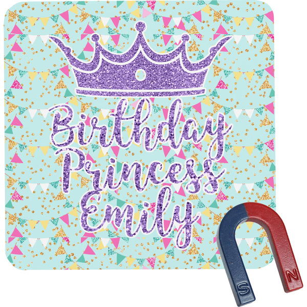 Custom Birthday Princess Square Fridge Magnet (Personalized)