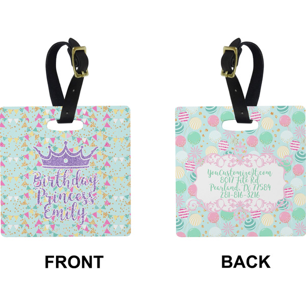Birthday Princess Square Luggage Tag (Front + Back)