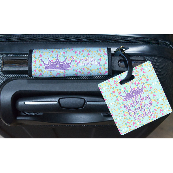 Birthday Princess Square Luggage Tag & Handle Wrap - In Context