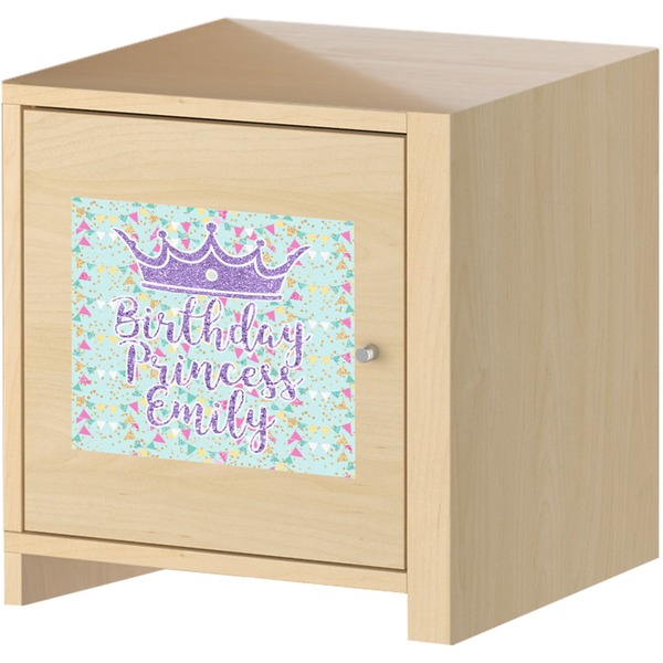 Birthday Princess Square Wall Decal on Wooden Cabinet