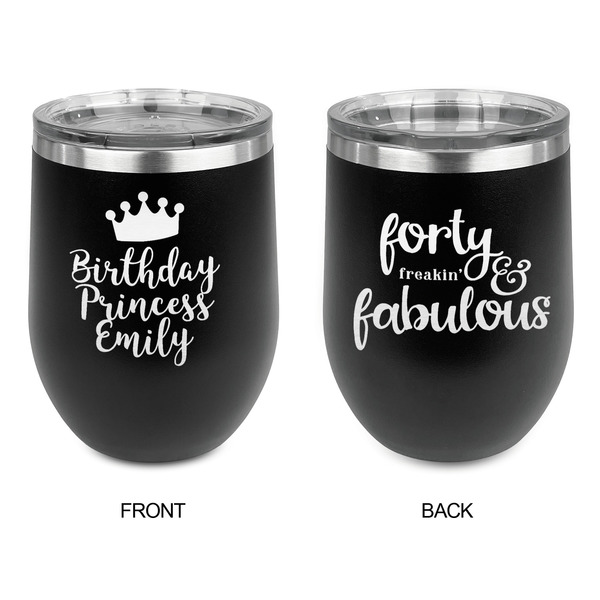Birthday Princess Stainless Wine Tumblers - Black - Double Sided - Approval