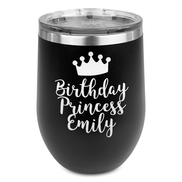 Custom Birthday Princess Stemless Wine Tumbler - 5 Color Choices - Stainless Steel  (Personalized)