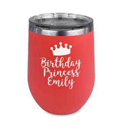 Birthday Princess Stemless Stainless Steel Wine Tumbler - Coral - Double Sided (Personalized)