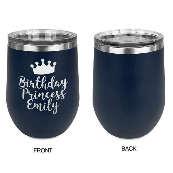 Birthday Princess Stainless Wine Tumblers - Navy - Single Sided - Approval