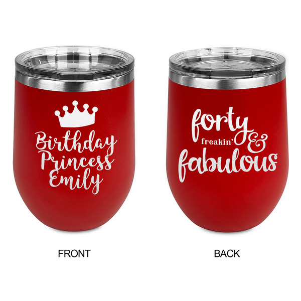 Birthday Princess Stainless Wine Tumblers - Red - Double Sided - Approval