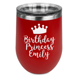 Birthday Princess Stemless Stainless Steel Wine Tumbler - Red - Single Sided (Personalized)