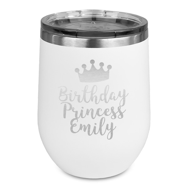 Custom Birthday Princess Stemless Stainless Steel Wine Tumbler - White - Double Sided (Personalized)