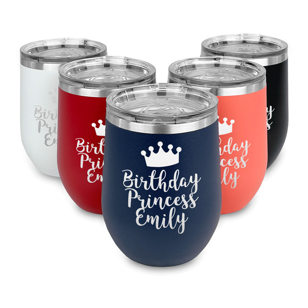 Birthday Princess Steel Wine Tumblers Multiple Colors