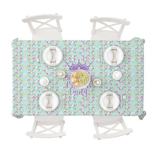 Birthday Princess Tablecloths (58"x102") - TOP VIEW (with plates)