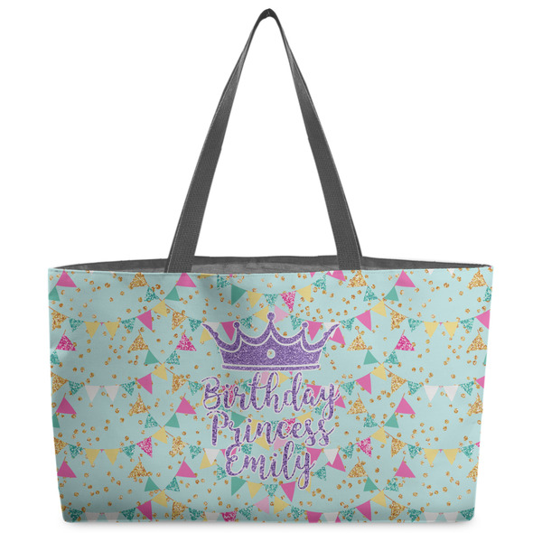 Custom Birthday Princess Beach Totes Bag - w/ Black Handles (Personalized)