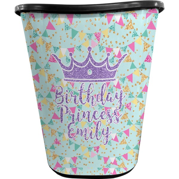 Custom Birthday Princess Waste Basket - Single Sided (Black) (Personalized)