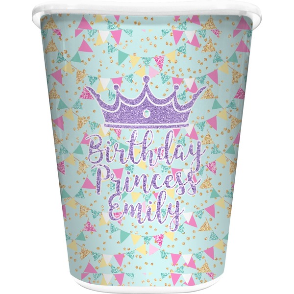 Custom Birthday Princess Waste Basket - Single Sided (White) (Personalized)