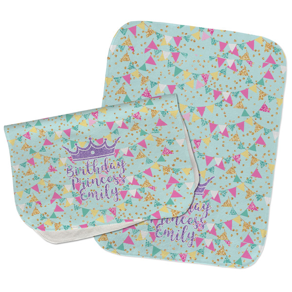 Birthday Princess Two Rectangle Burp Cloths - Open & Folded