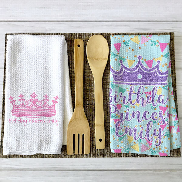 Birthday Princess Waffle Weave Towels - 2 Print Styles