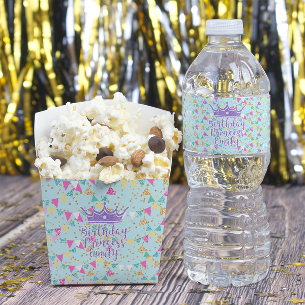 Birthday Princess Water Bottle Label - w/ Favor Box