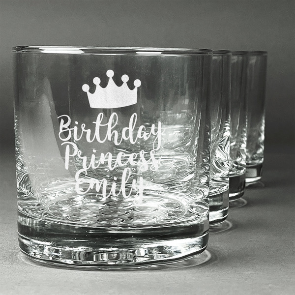 Custom Birthday Princess Whiskey Glasses (Set of 4) (Personalized)