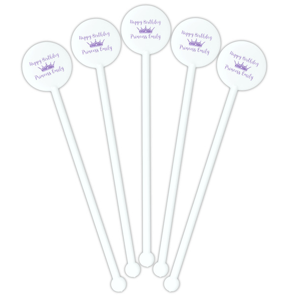 Birthday Princess White Plastic 5.5" Stir Stick - Fan View