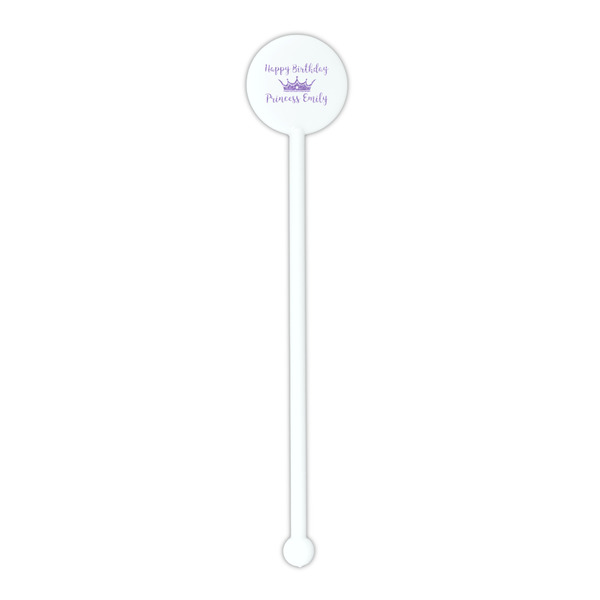 Birthday Princess White Plastic 5.5" Stir Stick - Round - Single Stick