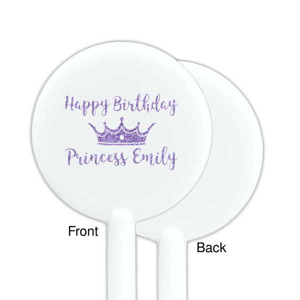 Birthday Princess White Plastic 5.5" Stir Stick - Single Sided - Round - Front & Back