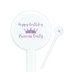 Birthday Princess 7" Round Plastic Stir Sticks - White - Single Sided (Personalized)