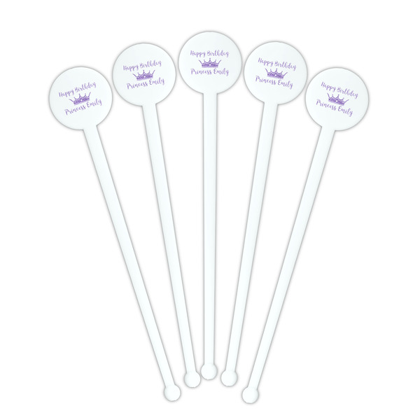 Birthday Princess White Plastic 7" Stir Stick - Round - Fan View