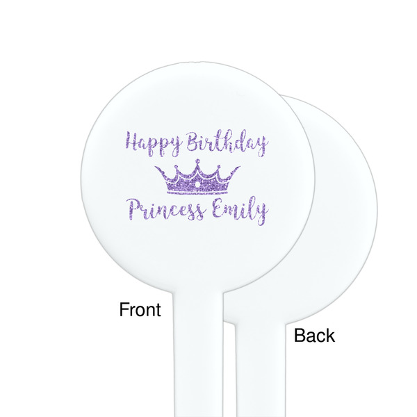 Birthday Princess White Plastic 7" Stir Stick - Single Sided - Round - Front & Back