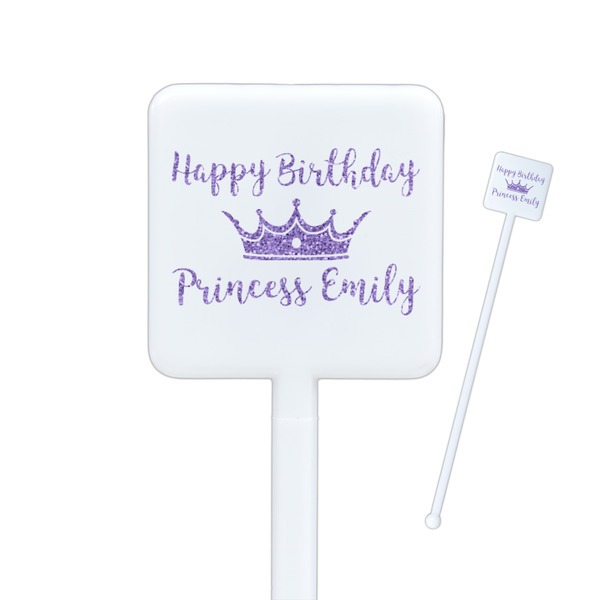 Custom Birthday Princess Square Plastic Stir Sticks (Personalized)