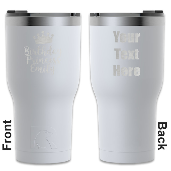 Custom Birthday Princess RTIC Tumbler - White - Engraved Front & Back (Personalized)