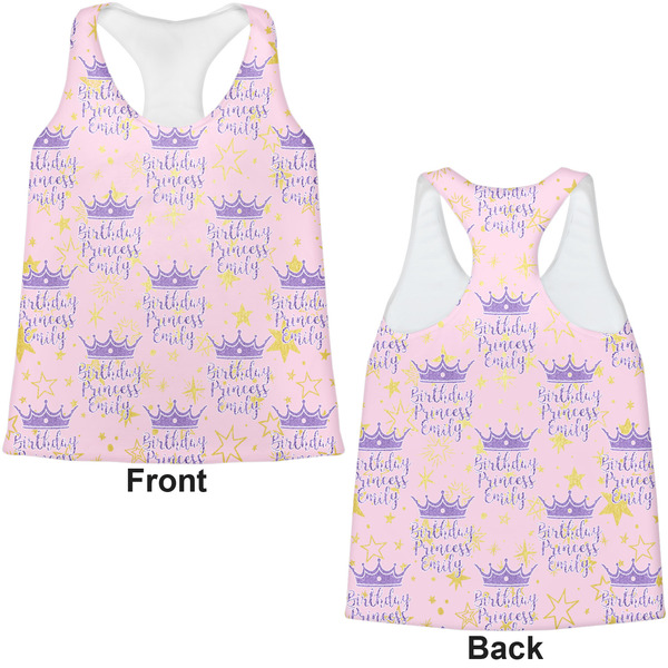 Birthday Princess Womens Racerback Tank Tops - Medium - Front and Back