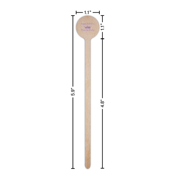 Birthday Princess Wooden 6" Stir Stick - Round - Dimensions