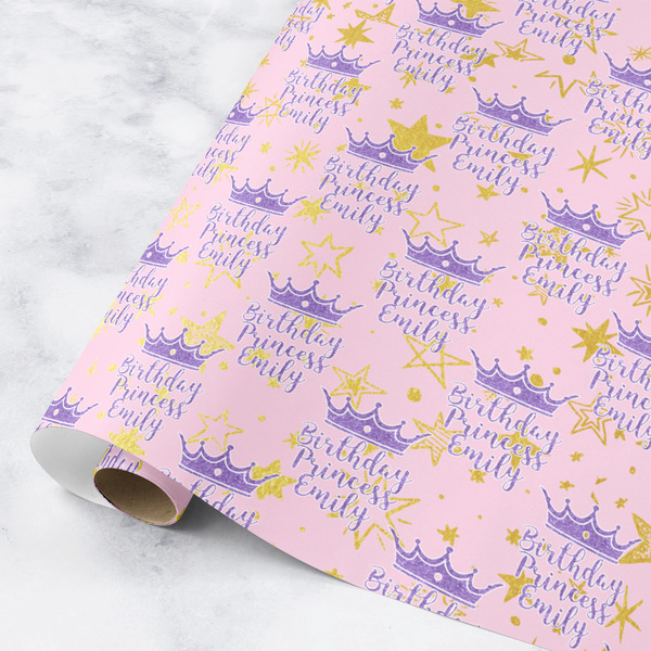 Custom Birthday Princess Wrapping Paper Roll - Small (Personalized)