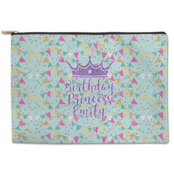 Custom Birthday Princess Zipper Pouch - Large - 12.5"x8.5" (Personalized)