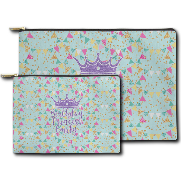 Birthday Princess Zippered Pouches - Size Comparison