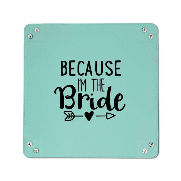 Bride / Wedding Quotes and Sayings 6" x 6" Teal Leatherette Snap Up Tray - APPROVAL