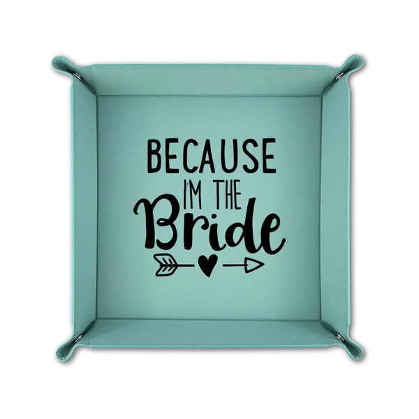 Bride / Wedding Quotes and Sayings 6" x 6" Teal Leatherette Snap Up Tray - FOLDED UP