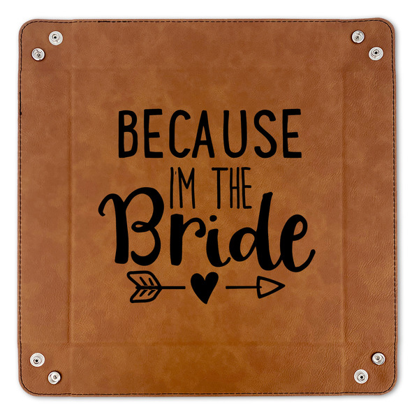 Bride / Wedding Quotes and Sayings 9" x 9" Leatherette Snap Up Tray - APPROVAL (FLAT)