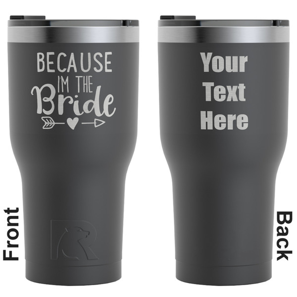 Custom Bride / Wedding Quotes and Sayings RTIC Tumbler - Black - Engraved Front & Back (Personalized)