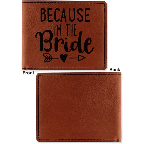 Bride / Wedding Quotes and Sayings Cognac Leatherette Bifold Wallets - Front and Back Single Sided - Apvl