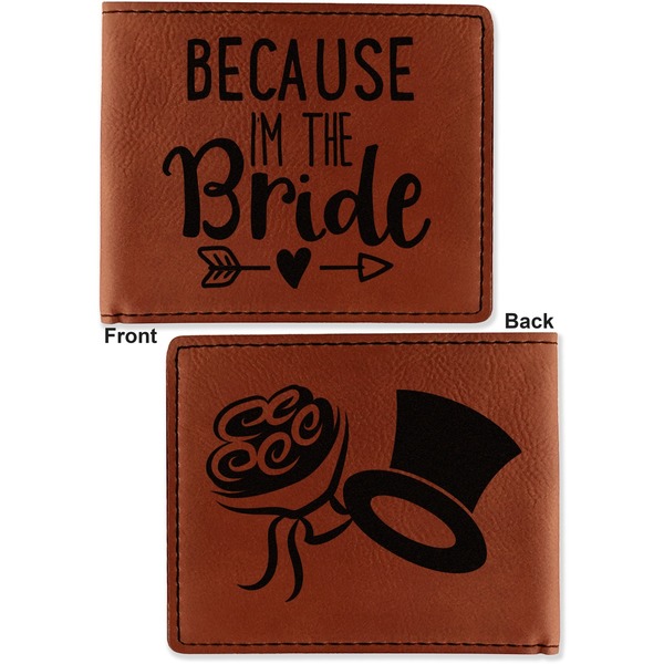 Bride / Wedding Quotes and Sayings Cognac Leatherette Bifold Wallets - Front and Back