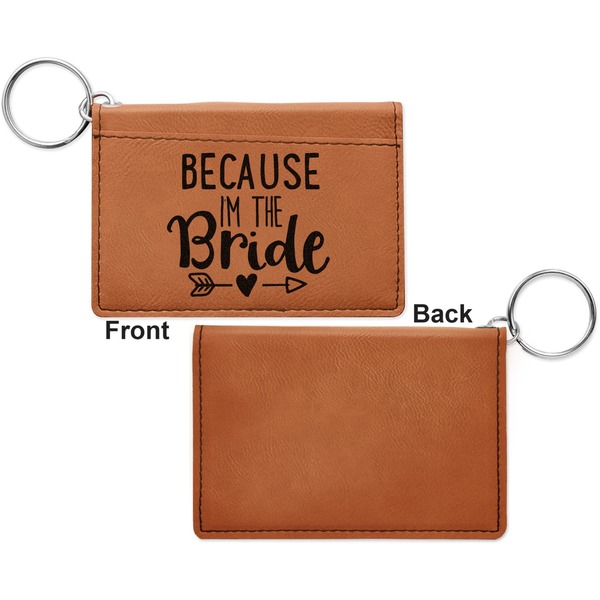 Bride / Wedding Quotes and Sayings Cognac Leatherette Keychain ID Holders - Front Apvl