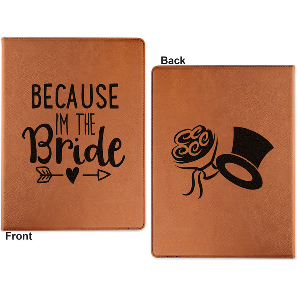 Bride / Wedding Quotes and Sayings Cognac Leatherette Portfolios with Notepad - Large - Double Sided - Apvl