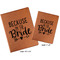 Bride / Wedding Quotes and Sayings Cognac Leatherette Portfolios with Notepads - Compare Sizes