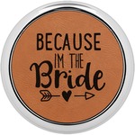Bride / Wedding Quotes and Sayings Set of 4 Leatherette Round Coasters w/ Silver Edge