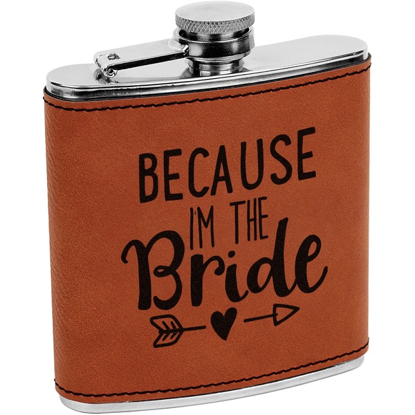 Custom Bride / Wedding Quotes and Sayings Leatherette Wrapped Stainless Steel Flask