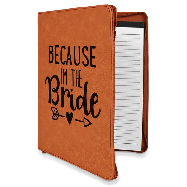 Custom Bride / Wedding Quotes and Sayings Leatherette Zipper Portfolio with Notepad - Double Sided