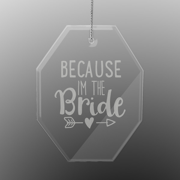 Custom Bride / Wedding Quotes and Sayings Engraved Glass Ornament - Octagon