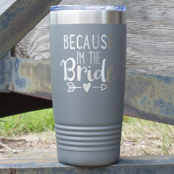 Custom Bride / Wedding Quotes and Sayings 20 oz Stainless Steel Tumbler - Grey - Double Sided