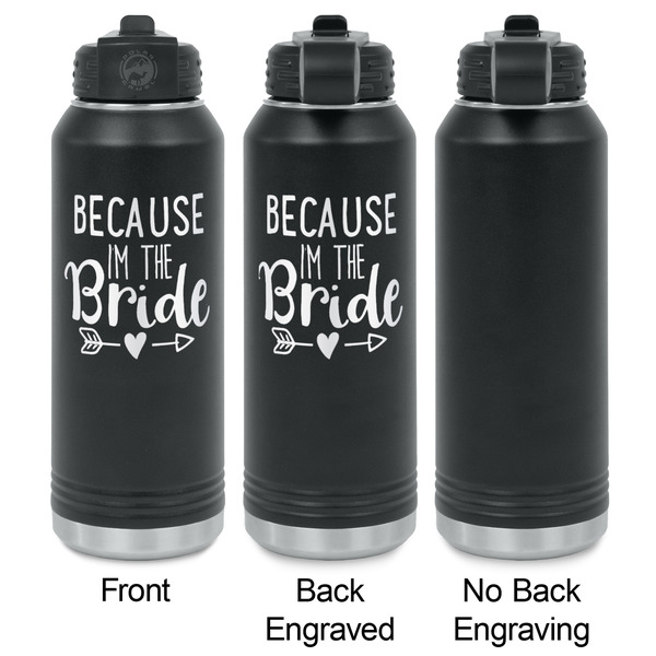 Bride / Wedding Quotes and Sayings Laser Engraved Water Bottles - 2 Styles - Front & Back View