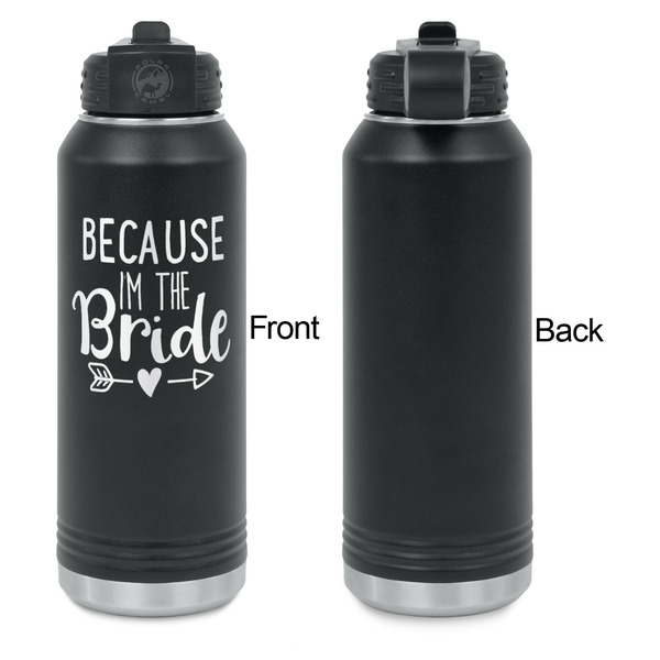 Bride / Wedding Quotes and Sayings Laser Engraved Water Bottles - Front Engraving - Front & Back View